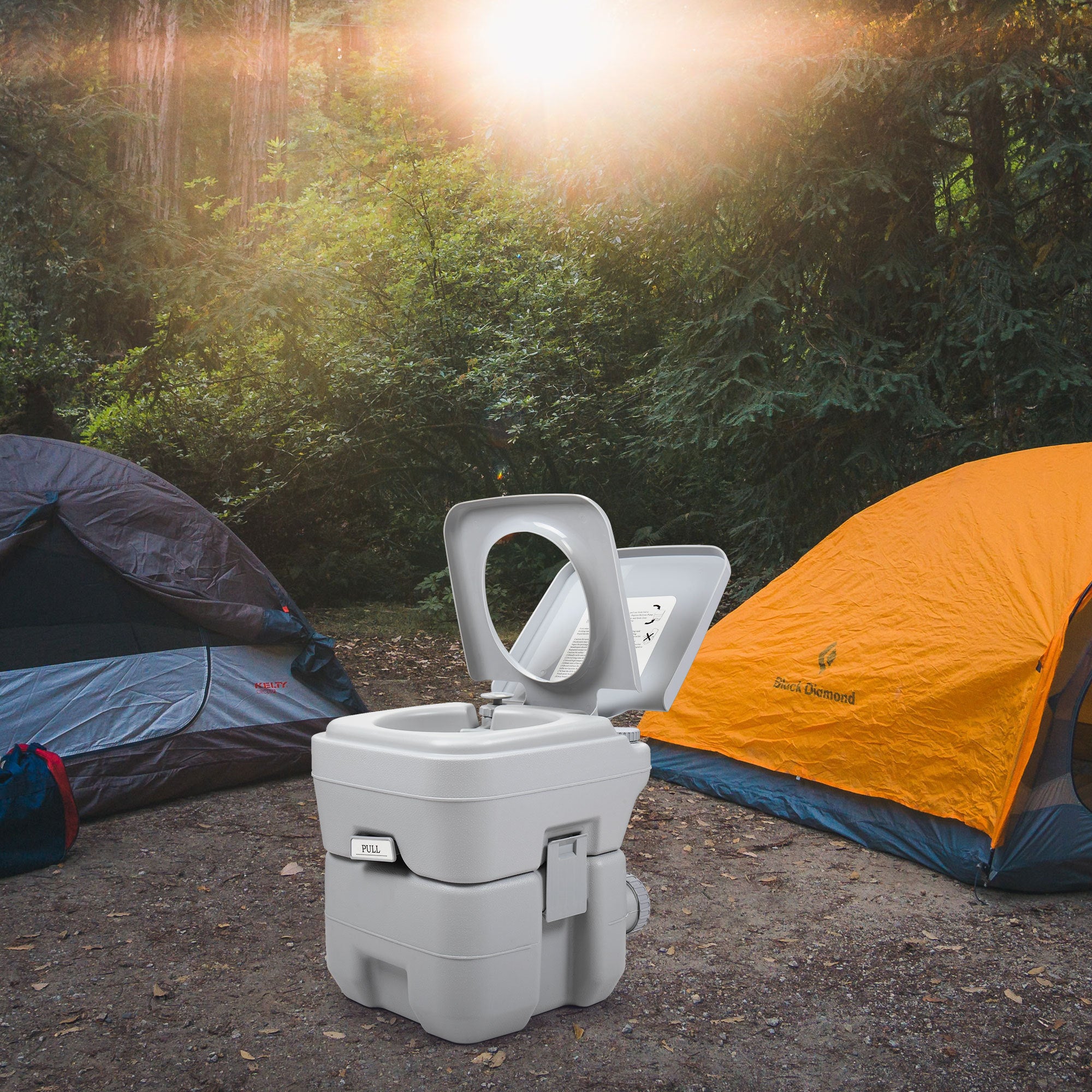 5 Gallon Portable Toilet for Outdoor Camping & Travel Flush Potty (Gray)