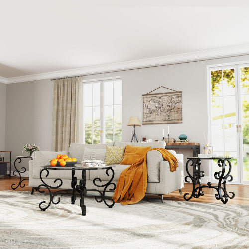 3 Piece Tempered Glass Coffee Table Set Cjfu2410851 - View 5