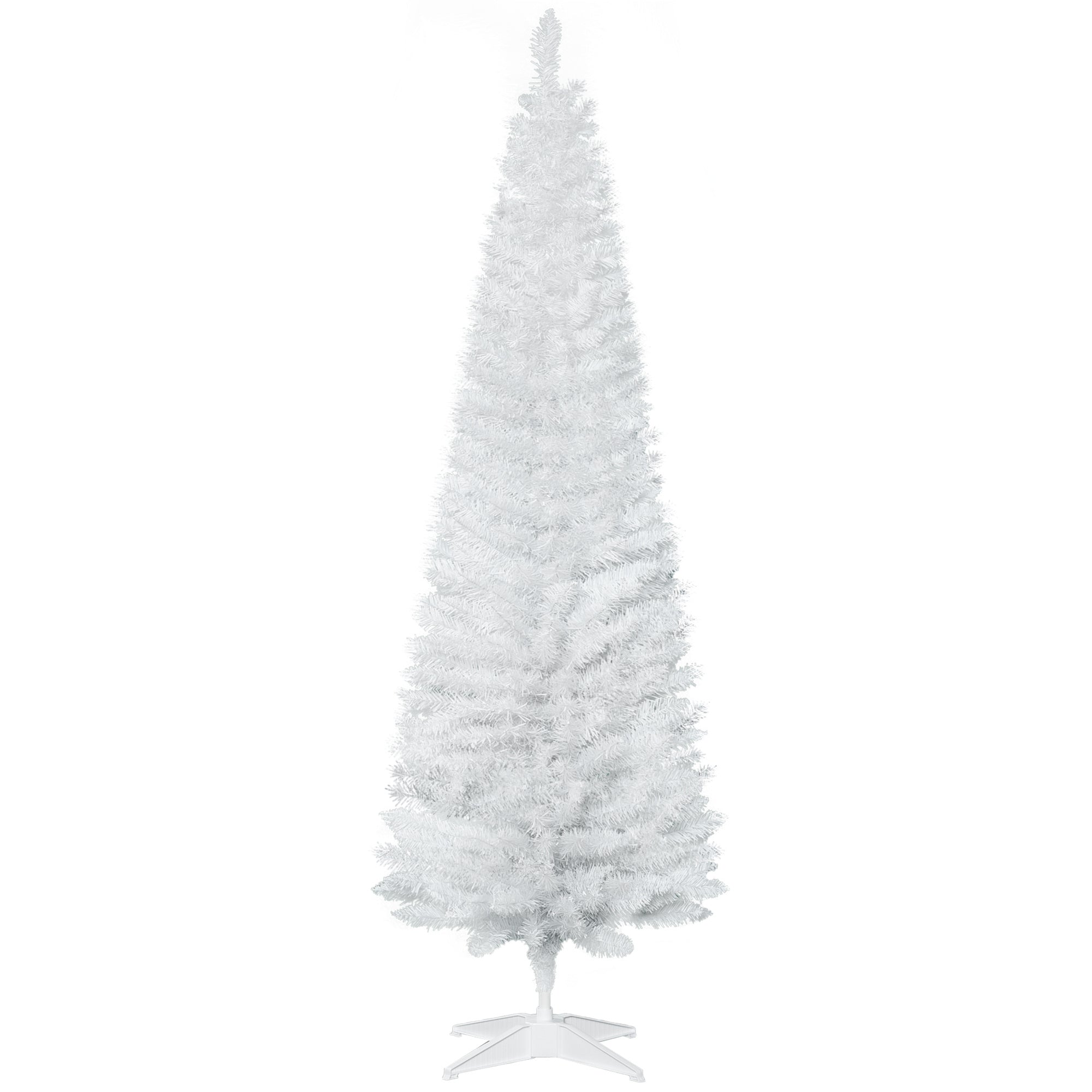 6ft White Christmas Tree, Slim Xmas Tree With Full Appearance, PVC 390 Branch Tips And Metal Stand, Artificial Christmas Tree, White