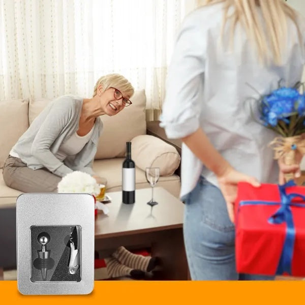 3Pcs Corkscrew Bottle Opener Set Tool Foil Cutter Drip Collar