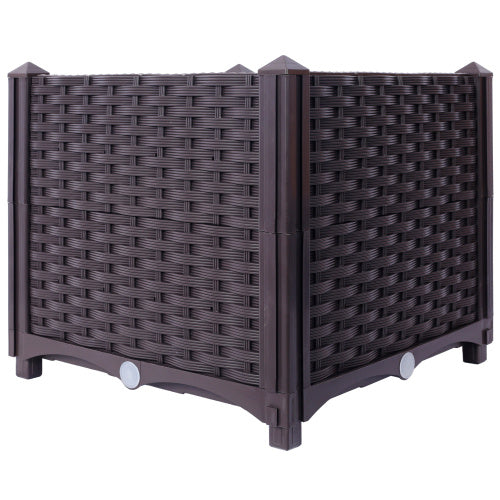 Deep Raised Garden Bed Plastic Planter Boxes For Vegetables Flowers Herbs And Succulents,Self-Watering Planter Box Raised Bed To Grow Flowers, Herbs & Vegetables, 15.7 L X 15.7 D X 14.7 H