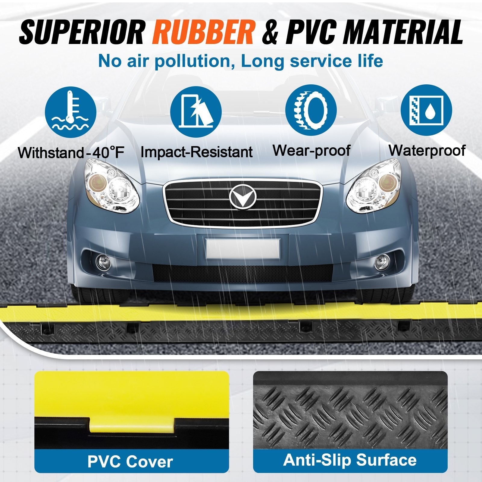 2-Channel Cable Protector Ramp (3 Pack) – 12,000 lbs, Interlocking