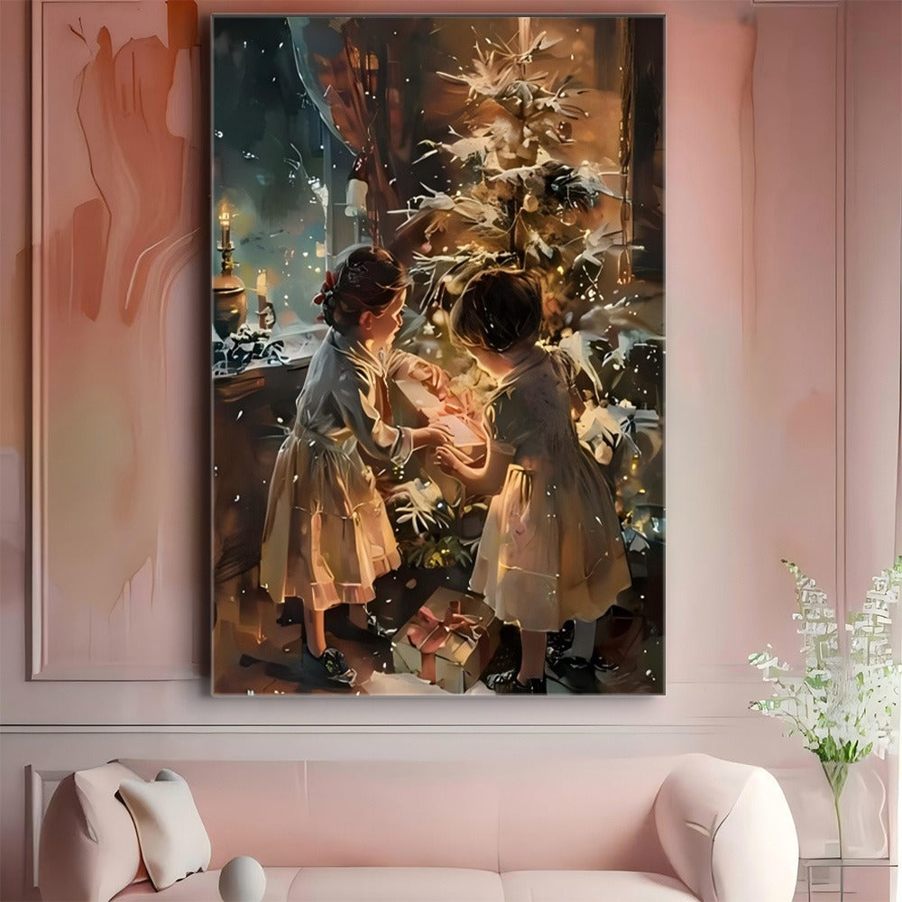 tjkp Wrapped Canvas Painting — Pine Frame Holiday Wall Decor (Multiple Sizes)