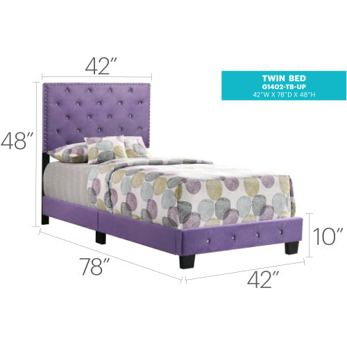 Charming Purple Twin Bed Stylish Spaces - View 3