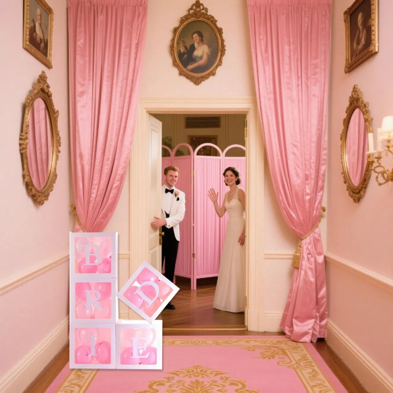 Bride Wedding Balloon Boxes 5pcs White Clear - View 2