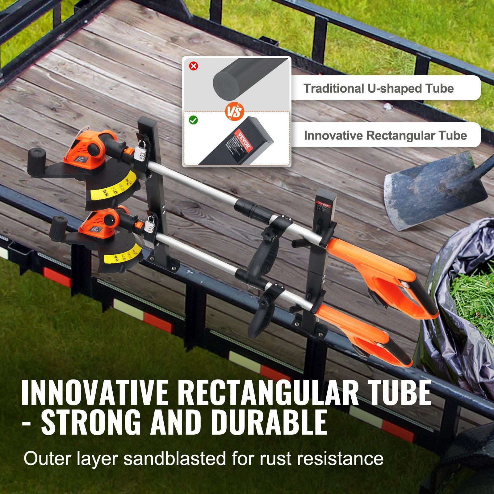 VEVOR Trimmer Rack, 2 Place Weeder Trimmer Rack with Zinc Alloy Password Lock