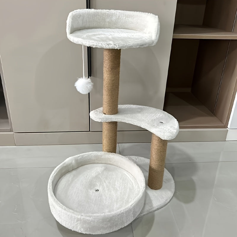 Luxury Cat Tree With Scratching Posts - Easy To Assemble, Wooden Fiber Structure, Suitable For Cats