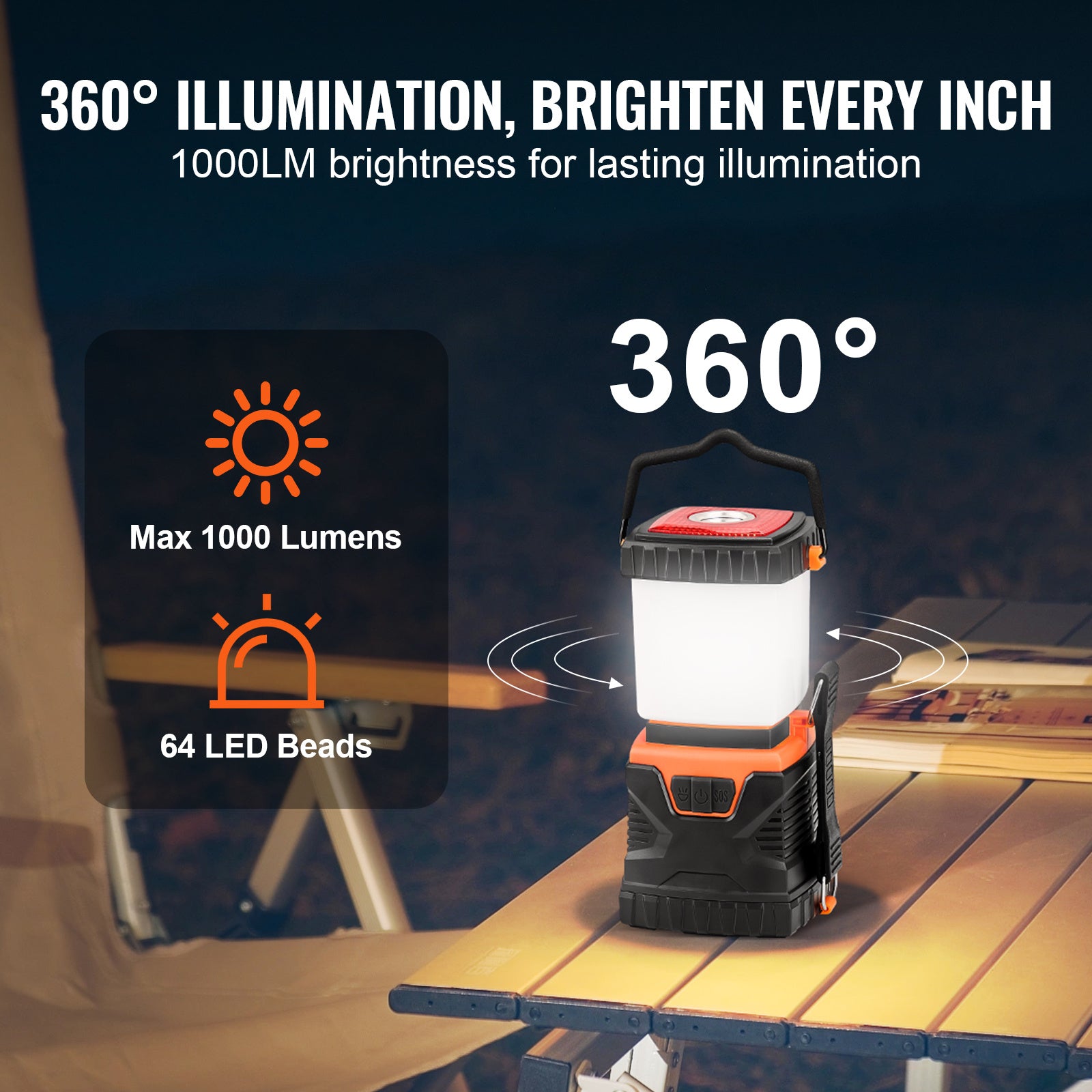 VEVOR LED Camping Lantern Battery Powered All-in-one For Exceptional Experience