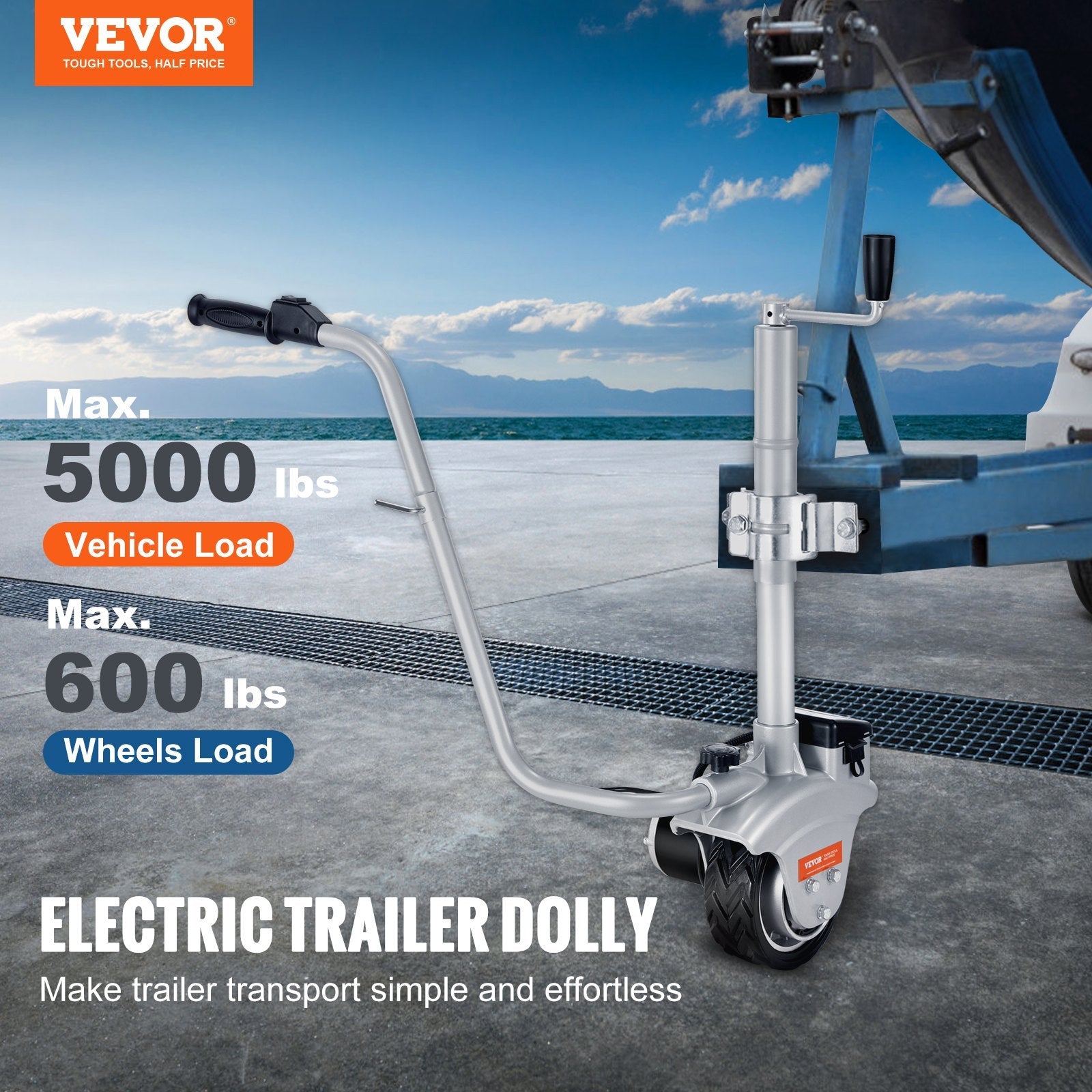 VEVOR Electric Trailer Dolly, 5000lbs Towing Capacity