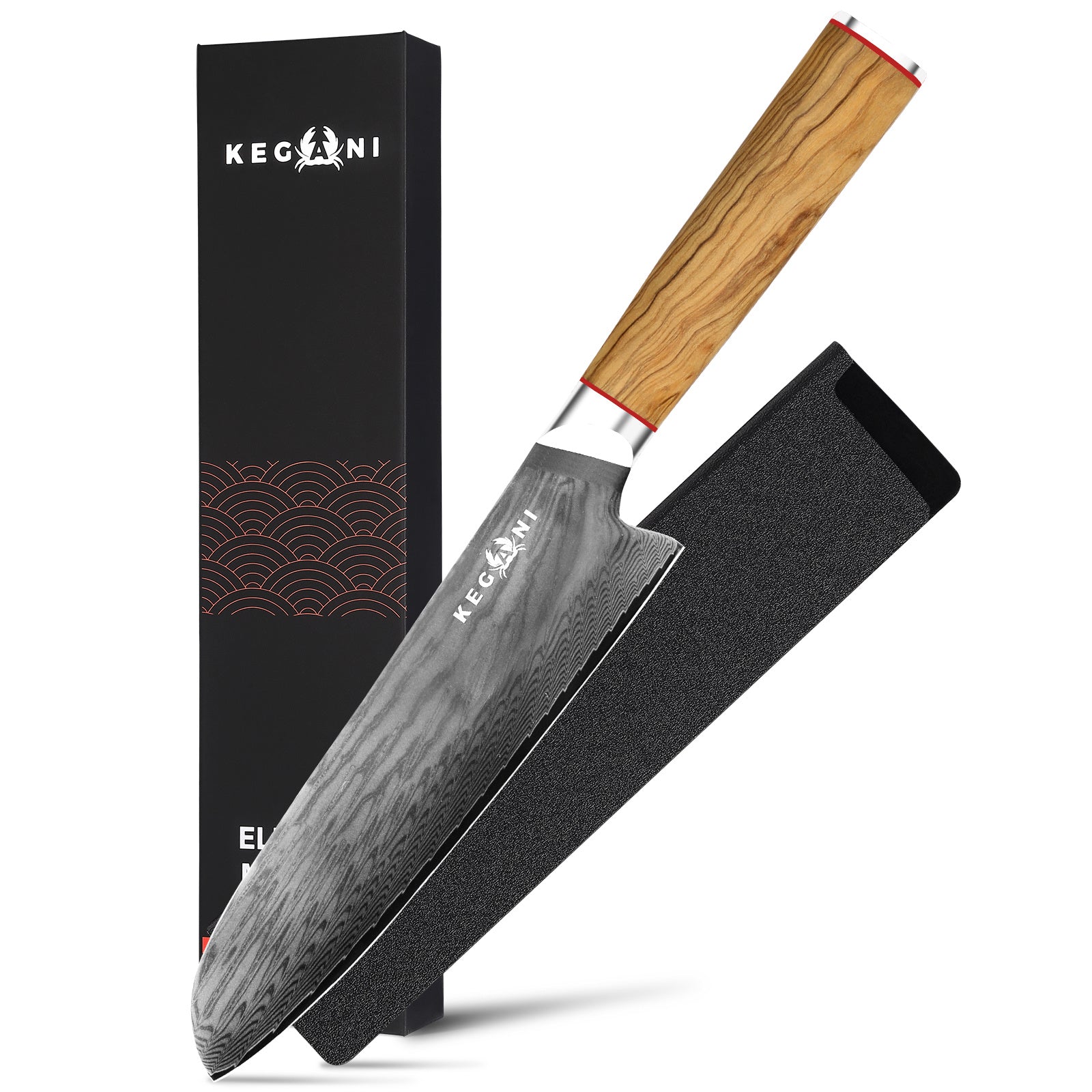 Kegani Kiritsuke Knife - 8 Inch Professional Japanese Chef's Knife, 67 Layers AUS-10 Damascus Steel - D-Shaped Wood Handle