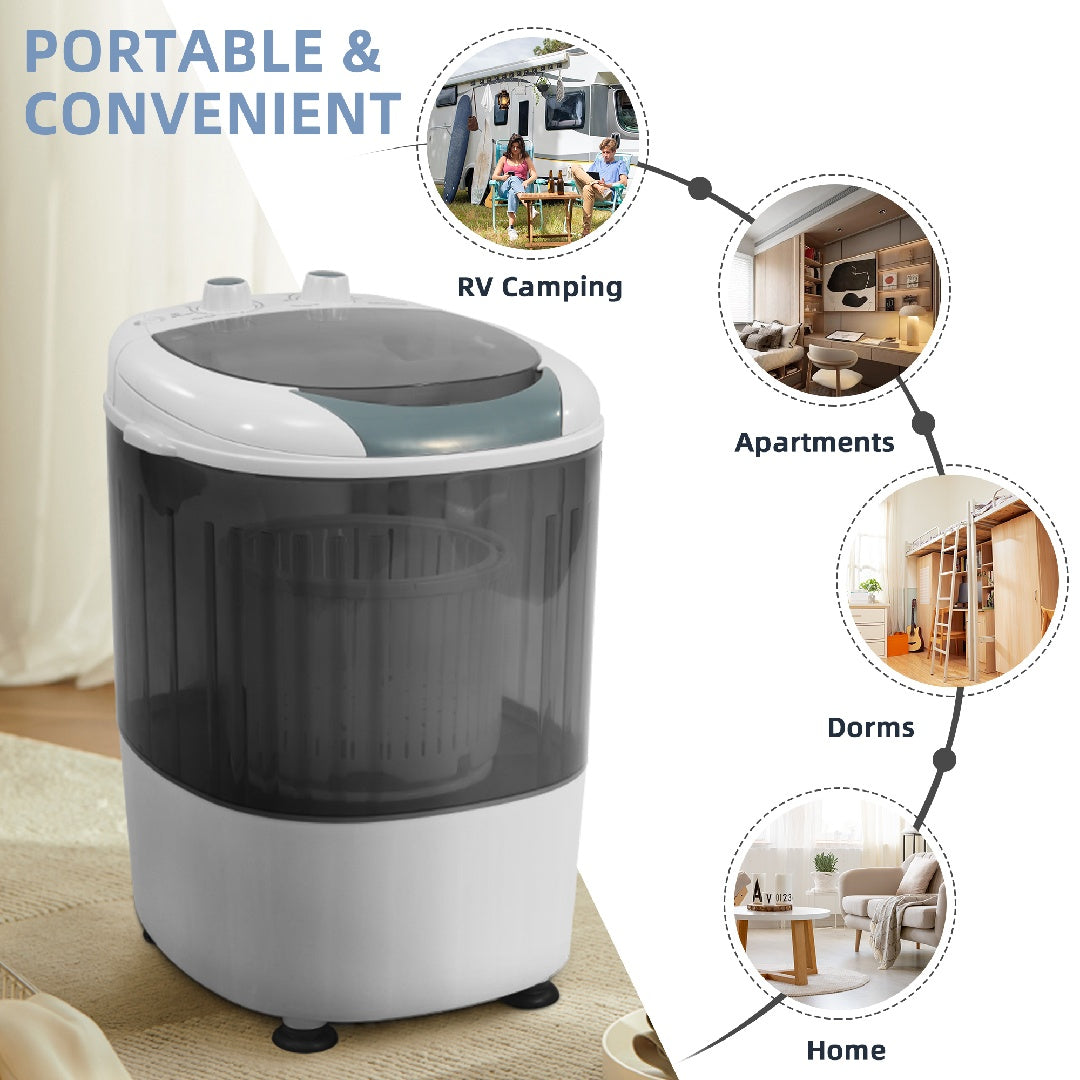 Portable Mini Washer with Spin Dryer — 5.5 lb Capacity (Compact for Apartments, RVs & Dorms)