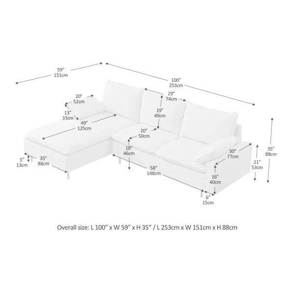 L Shaped Linen Sectional Sofa Right Chaise Dbjjj - View 2