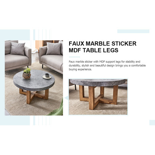 Modern Gray Texture MDF Round Coffee Table - 31.4" Diameter