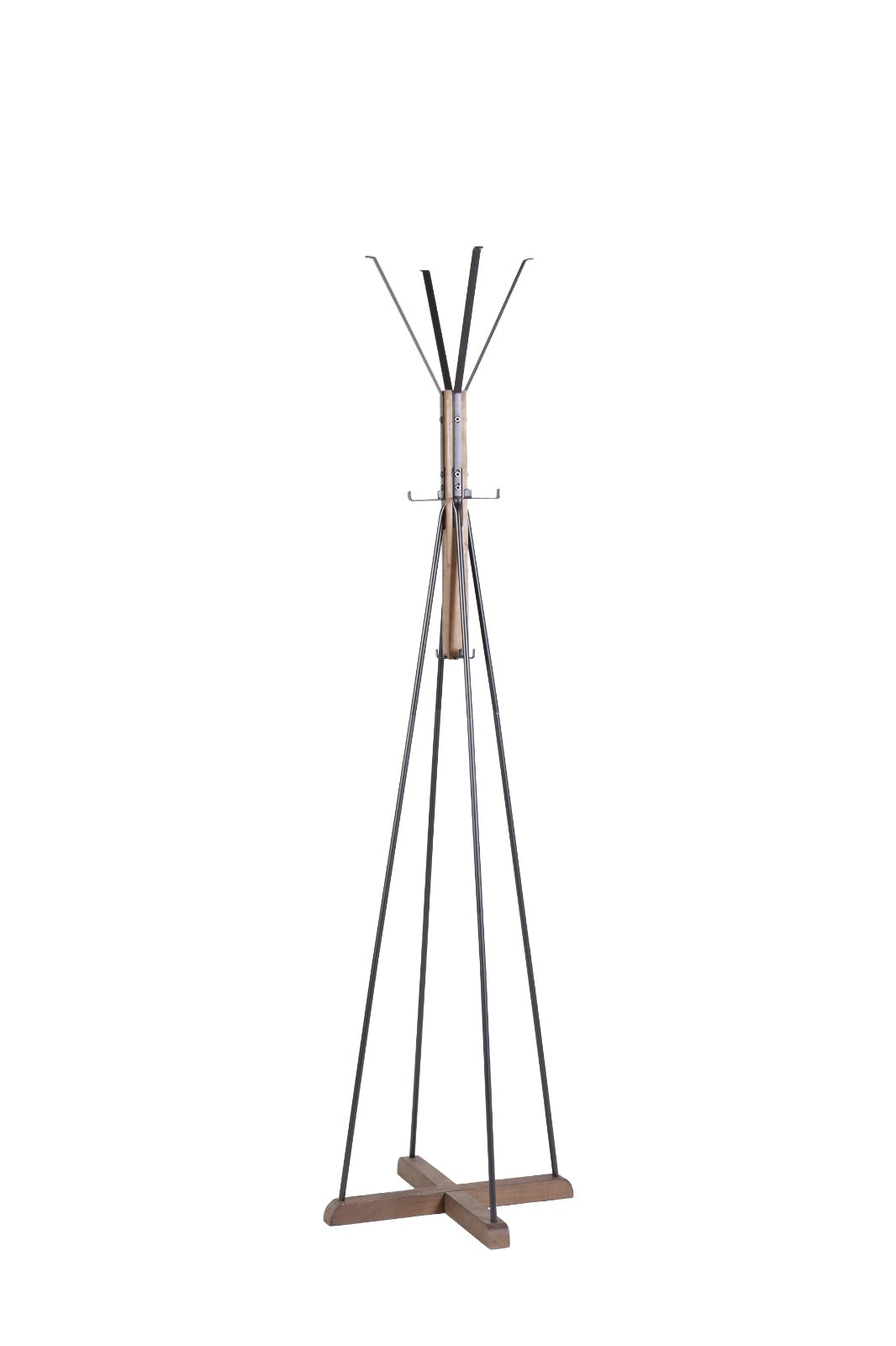 Reclaimed Wood & Metal Coat Rack with Hooks for Bedroom & Living Room