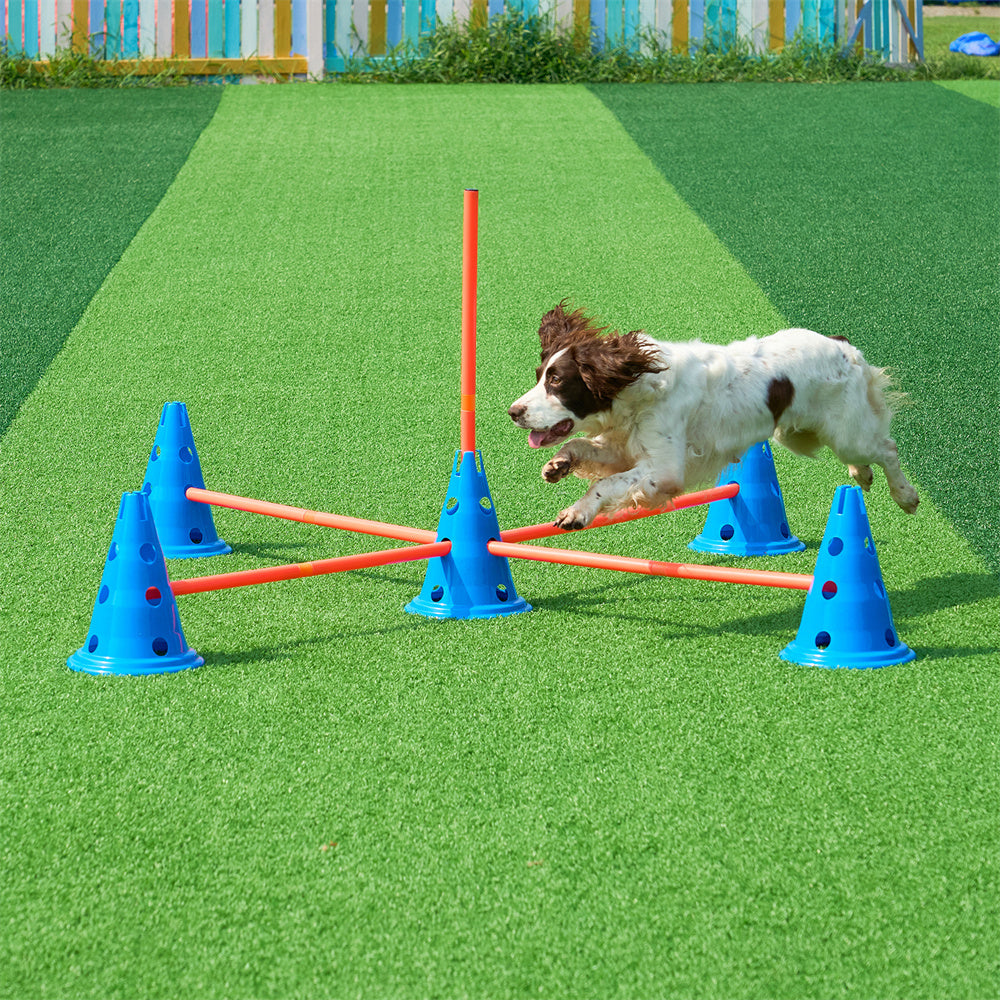 VEVOR Dog Agility Hurdle Cone Set 6 PCS Kit - 12 Cones & 6 Agility Rods with Bag