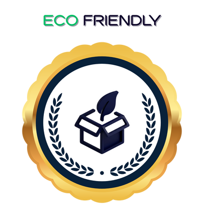 Eco-friendly logo with a box and leaf symbol on a white background