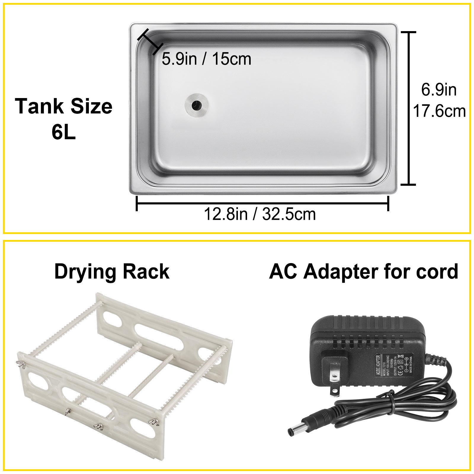 VEVOR 6L Ultrasonic Vinyl Cleaner — 180W 40kHz, Cleans 8 Records