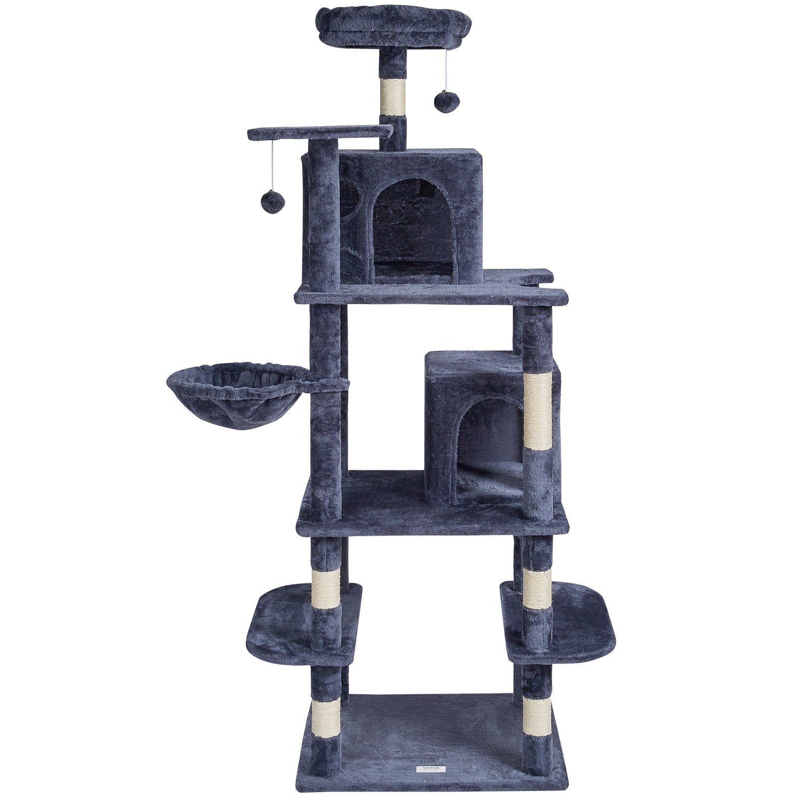 VEVOR Cat Tree Cat Tower With Cat Condos Sisal Scratching Post Dark Grey