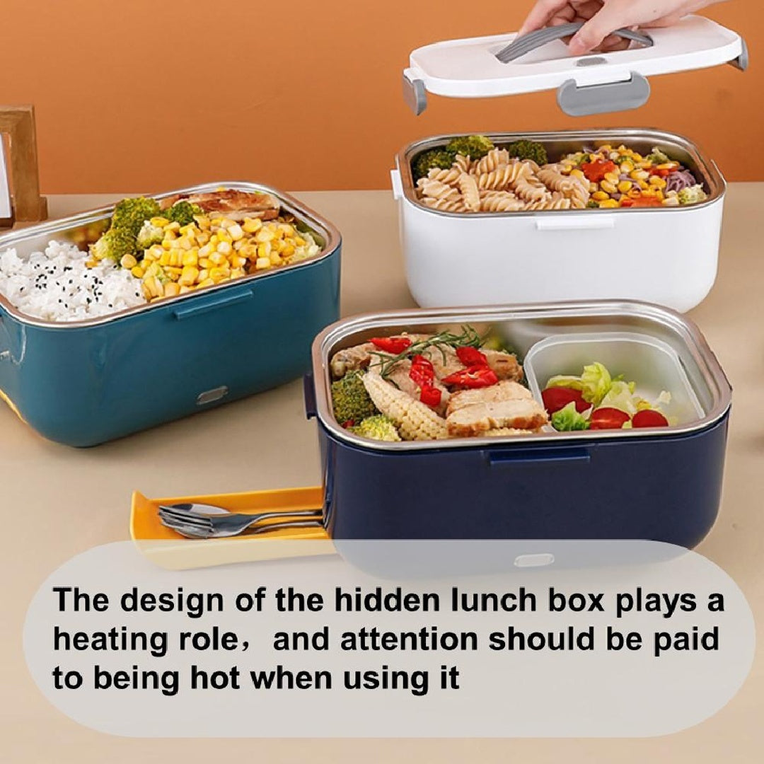 Electric Lunch Box Food Warmer – 2-in-1 110V Home & 12V Car, Stainless-Steel Tray (US)