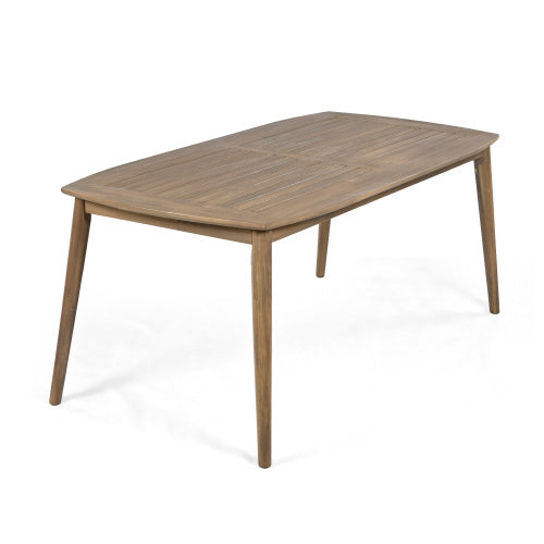 Acacia Wood Dining Table 8-Person Outdoor Table, Farmhouse Patio Table 70.75 in - Light Brown