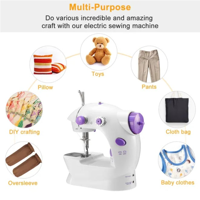 Electric Sewing Machine Portable 2-Speed with Overlock Foot