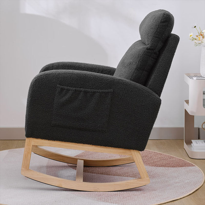 Modern Accent Rocking Chair With Solid Wood Legs — Upholstered Nursery Glider
