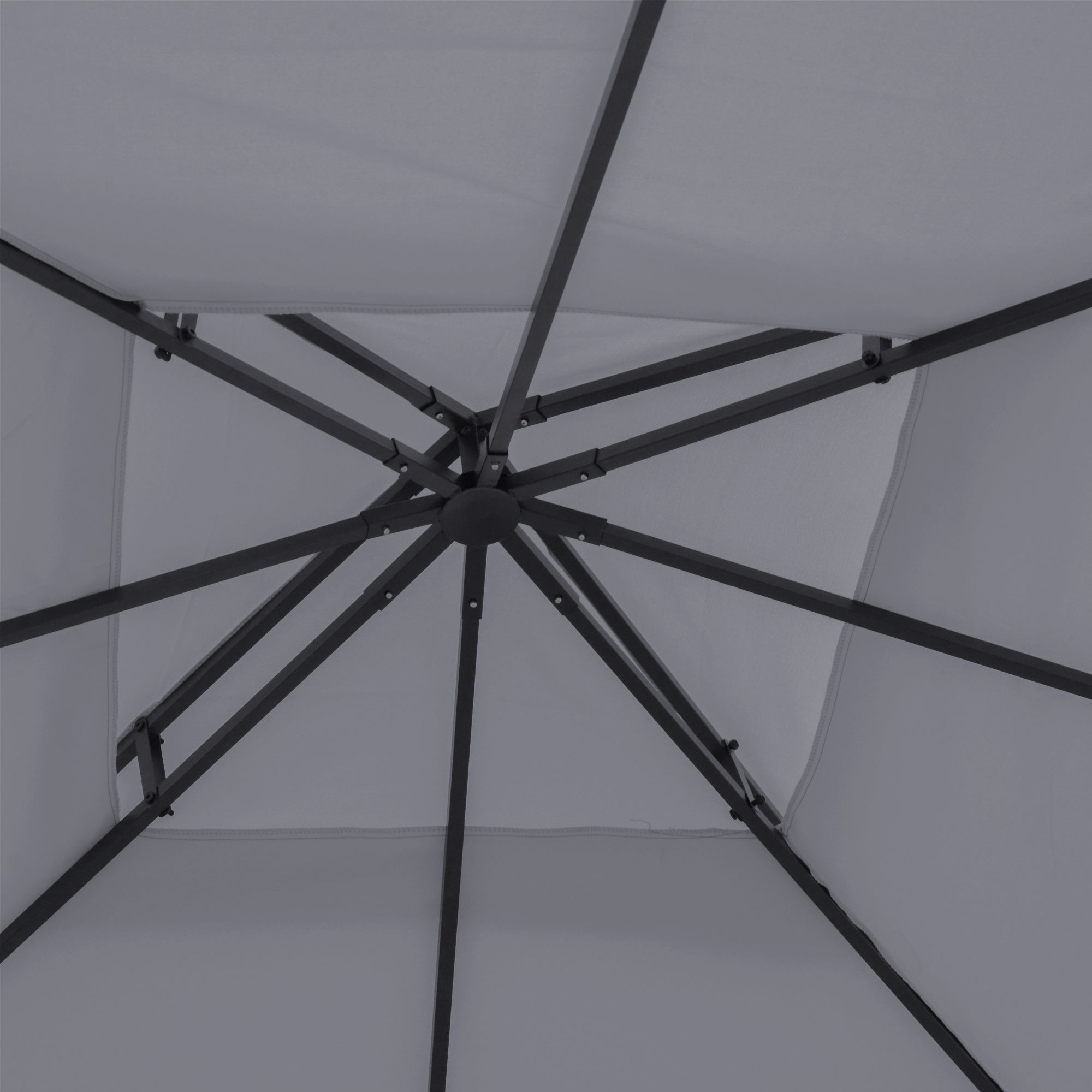 Coocosh Umbrella Frame with PE Netting and Fiberglass, Gray Color, showcasing a close-up perspective of the sturdy support structure, ideal for outdoor durability and protection.