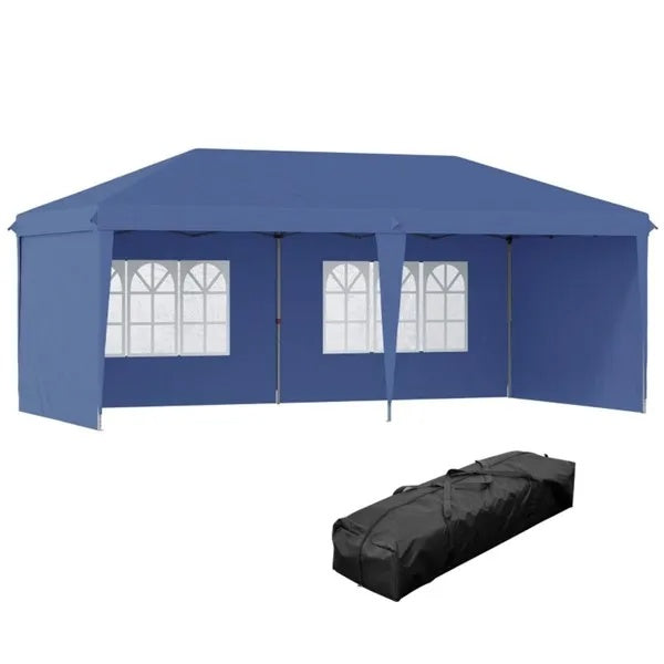 10' x 20' Pop-Up Canopy Party Tent with 4 Sidewalls - Blue