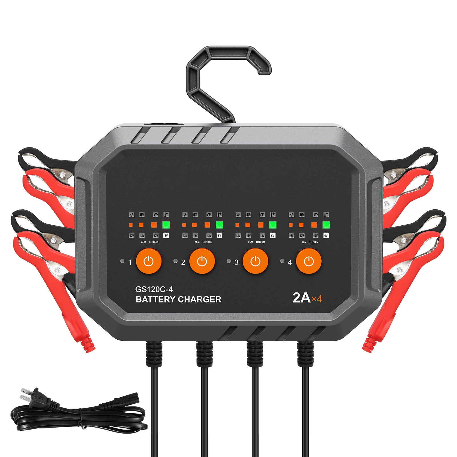 VEVOR Smart Battery Charger, 8-Amp (GS120C-4) — LiFePO4 & Lead-Acid