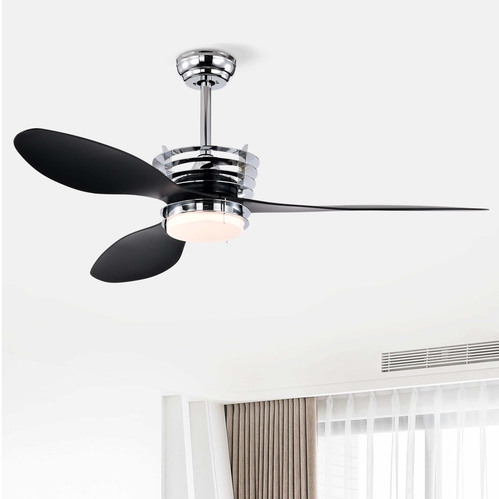 52'' ABS Blades Ceiling Fan With Lights And DC Remote, DC Motor Modern Ceiling Fan With 3 ABS Fan Blades & 2 Down Rods, Indoor Ceiling Fan With Light For Bedroom,Living Room