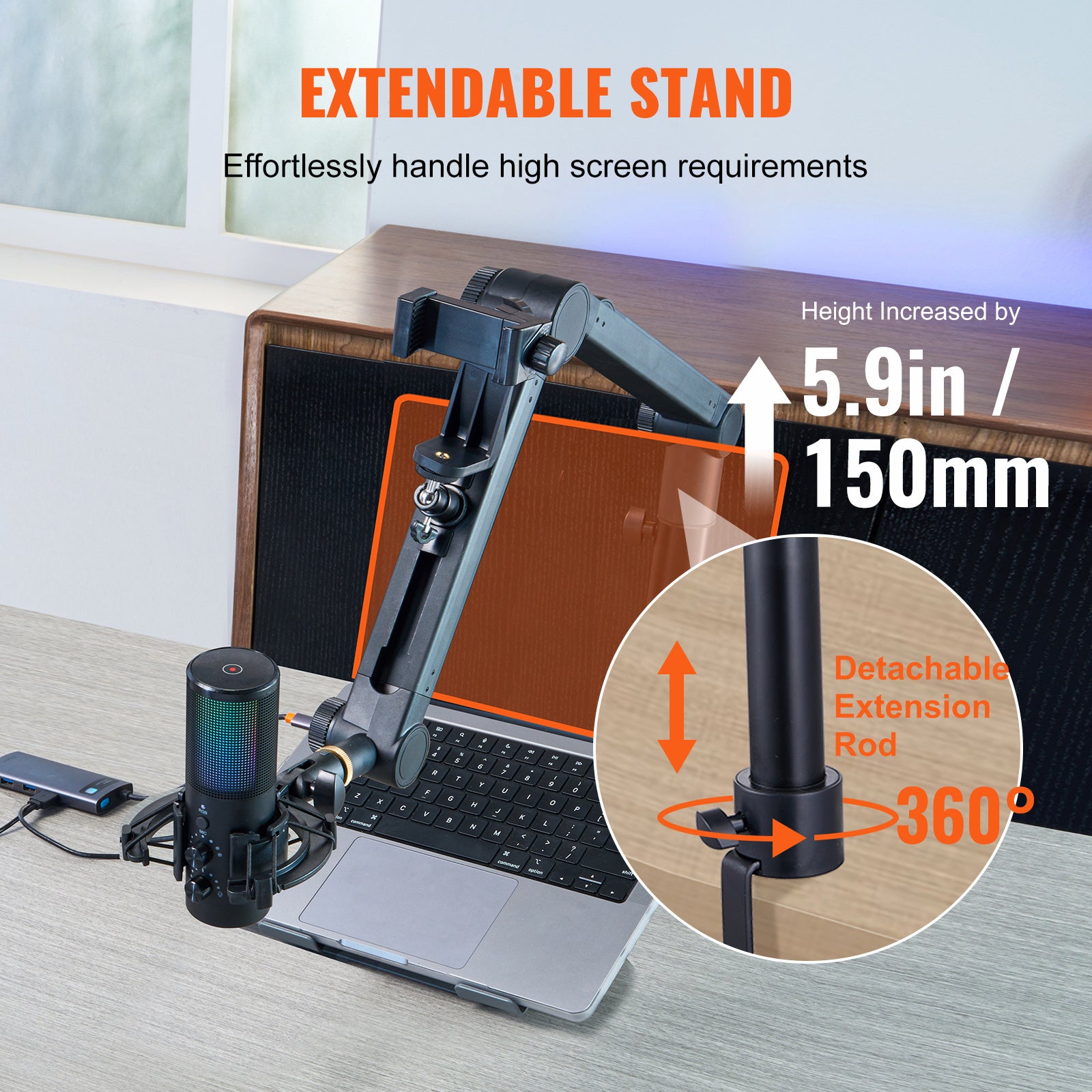 VEVOR Microphone Boom Arm with Desk Mount — Rotatable Adjustable Mic Stand
