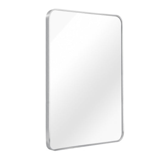 22x30 Silver Metal Framed Rectangular Bathroom Mirror - View 8