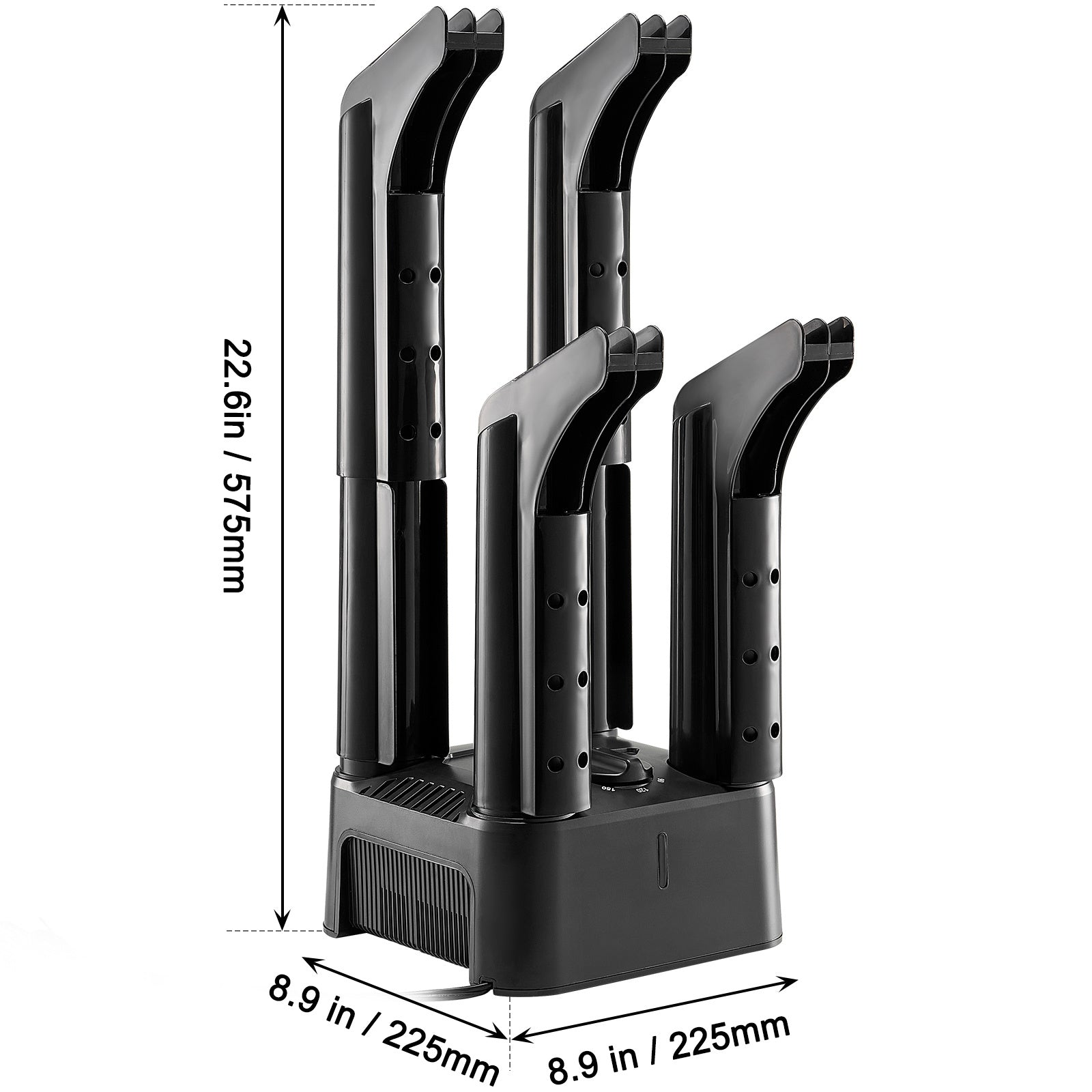 VEVOR Detachable 4 Tubes Shoe Dryer With Heat Blower & Timer - Black & Orange