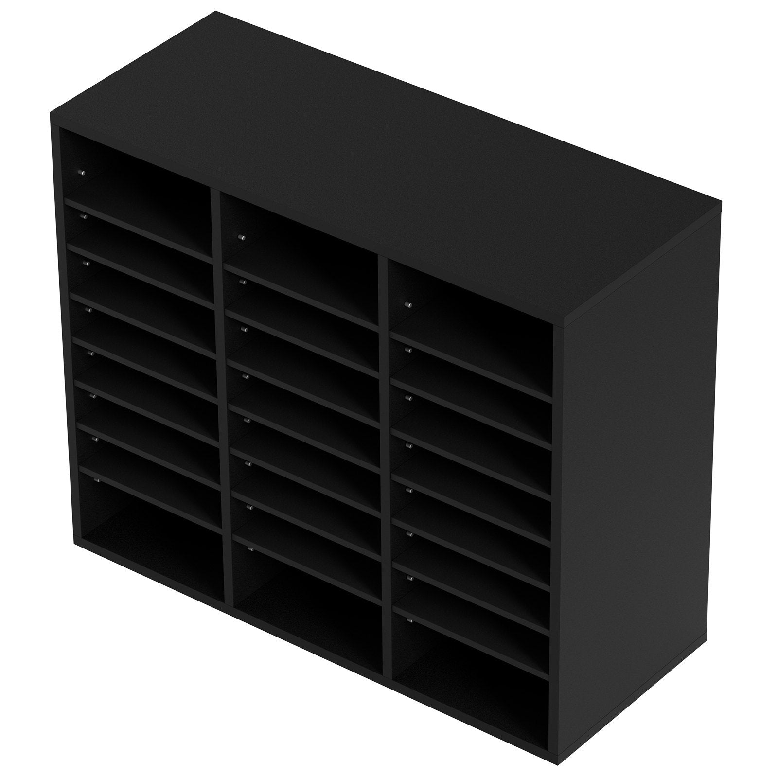 VEVOR Wood Literature Organizer, 24 Compartments, File Sorter With Removable Shelves, Mailbox Slots – Black
