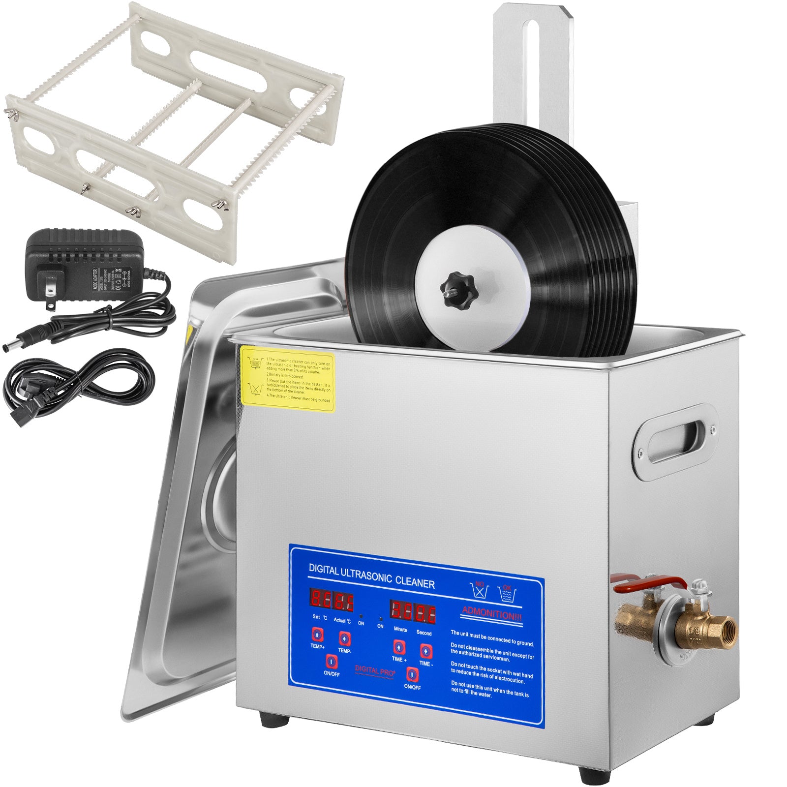 VEVOR 6L Ultrasonic Vinyl Cleaner — 180W 40kHz, Cleans 8 Records