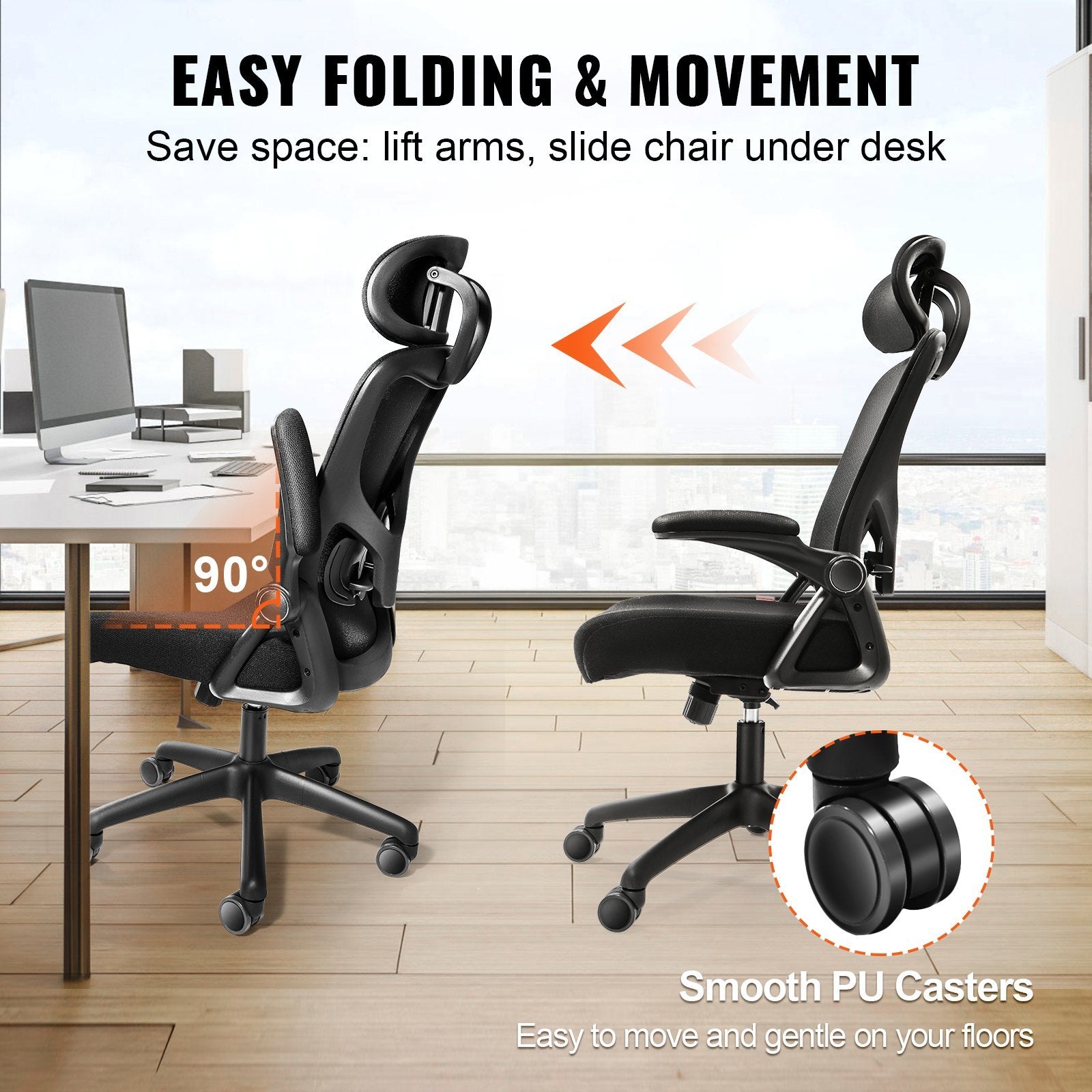 VEVOR Office Chair with Adjustable Lumbar Support and Headrest