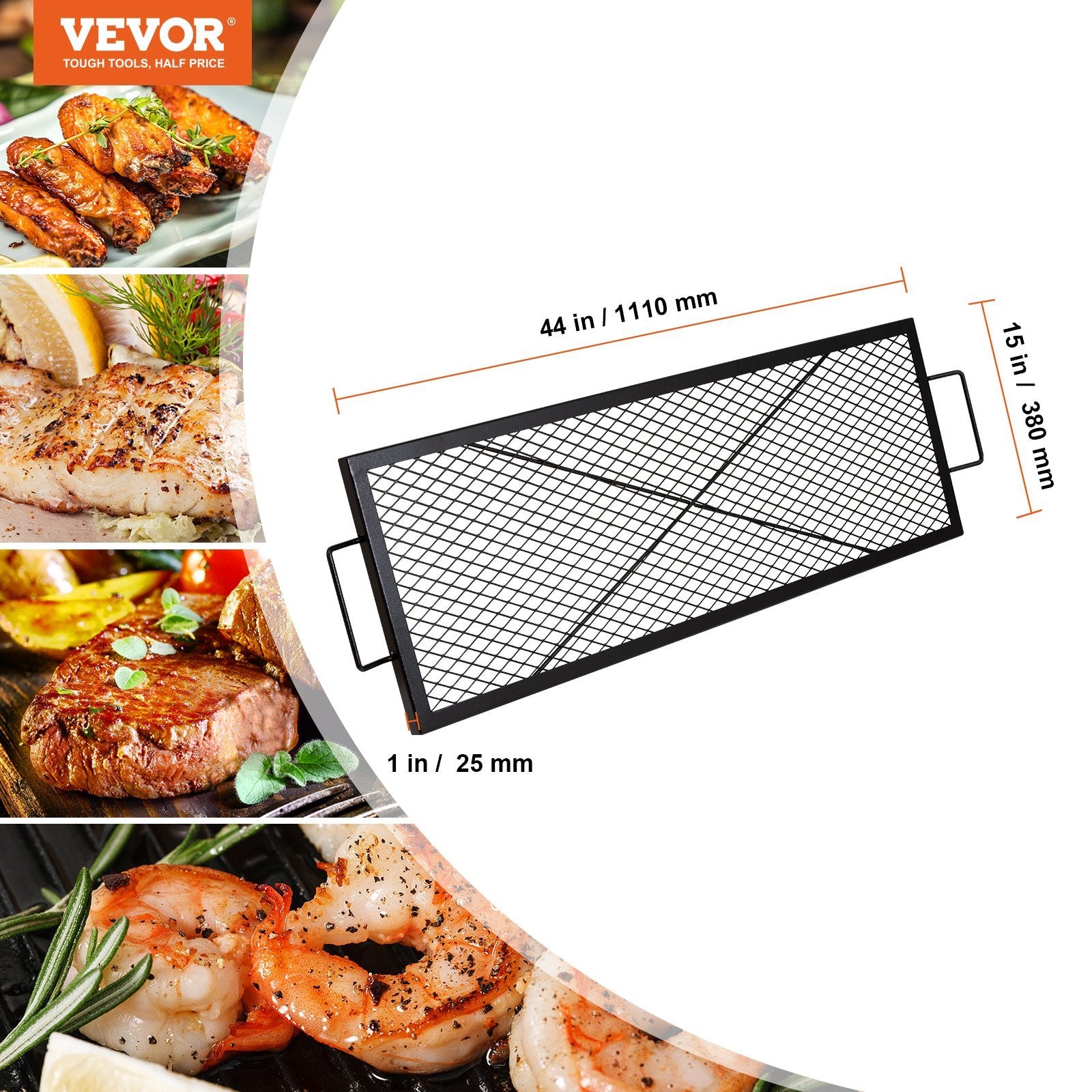 VEVOR X-Marks 44in Fire Pit Grill Grate — Heavy Duty Steel Portable BBQ