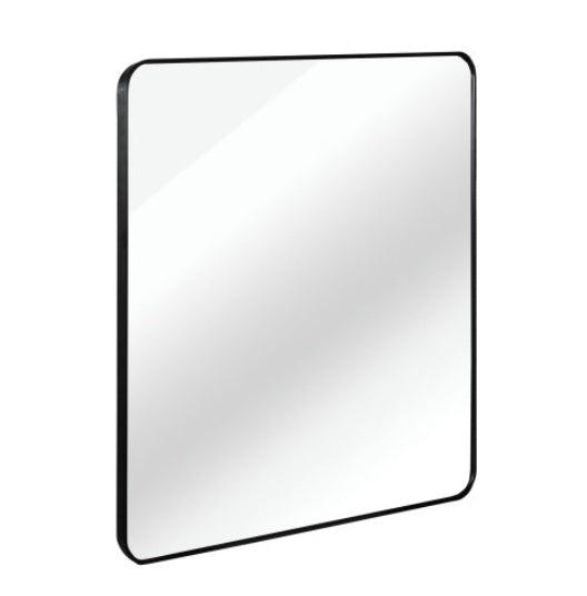 30 in x 30 in Black Metal Framed Square Bathroom Mirror for Wall