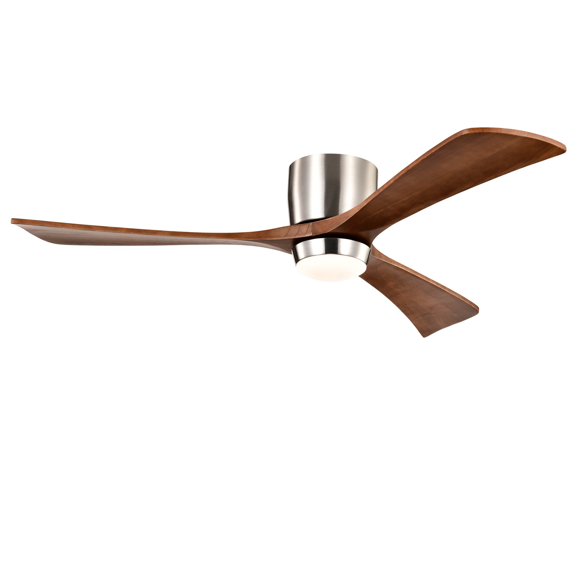 52" Ceiling Fan with Lights - DC Motor, Remote, Reversible (Stain Nickel + Walnut)