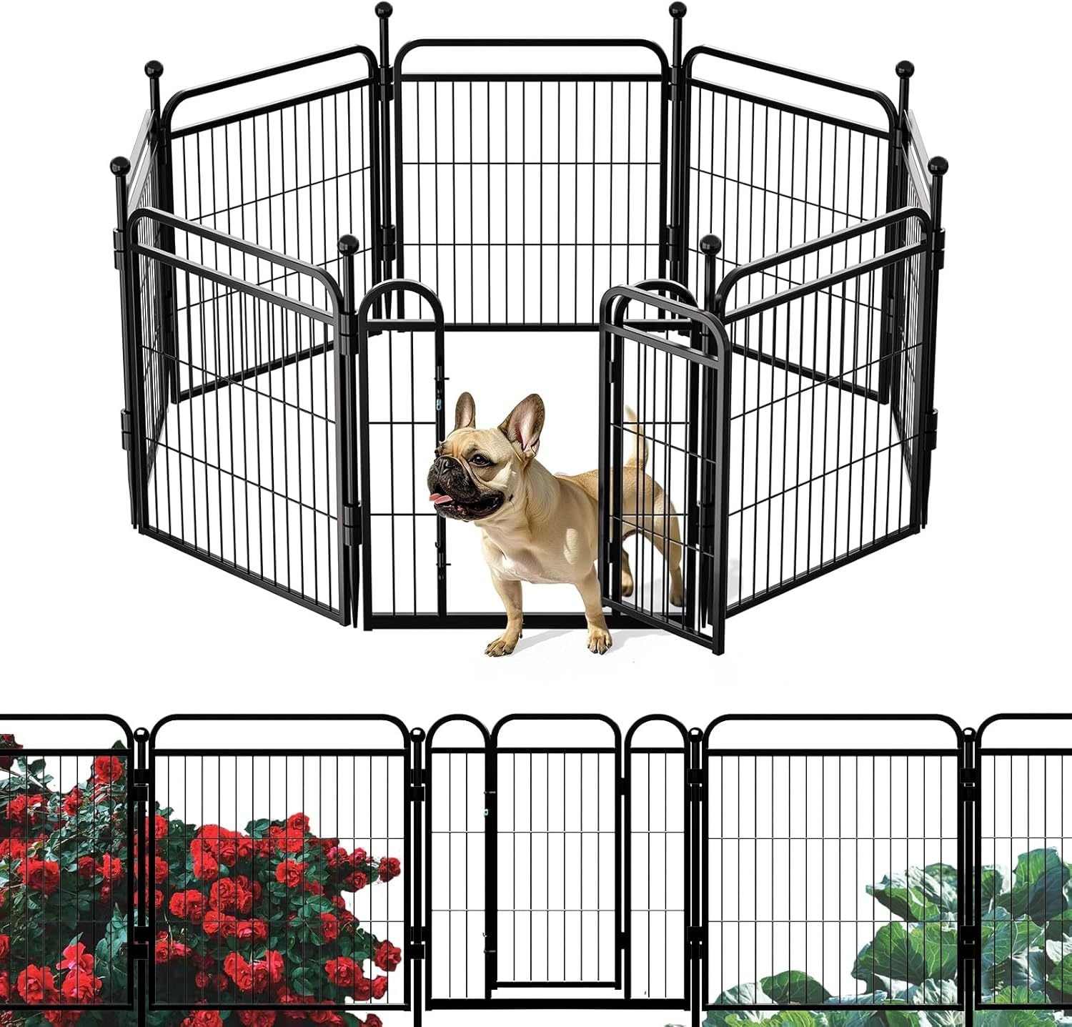 Gardner Pet Dog Fence — Foldable Indoor & Outdoor Playpen for Small & Medium Dogs with Gravity Automatic Lock