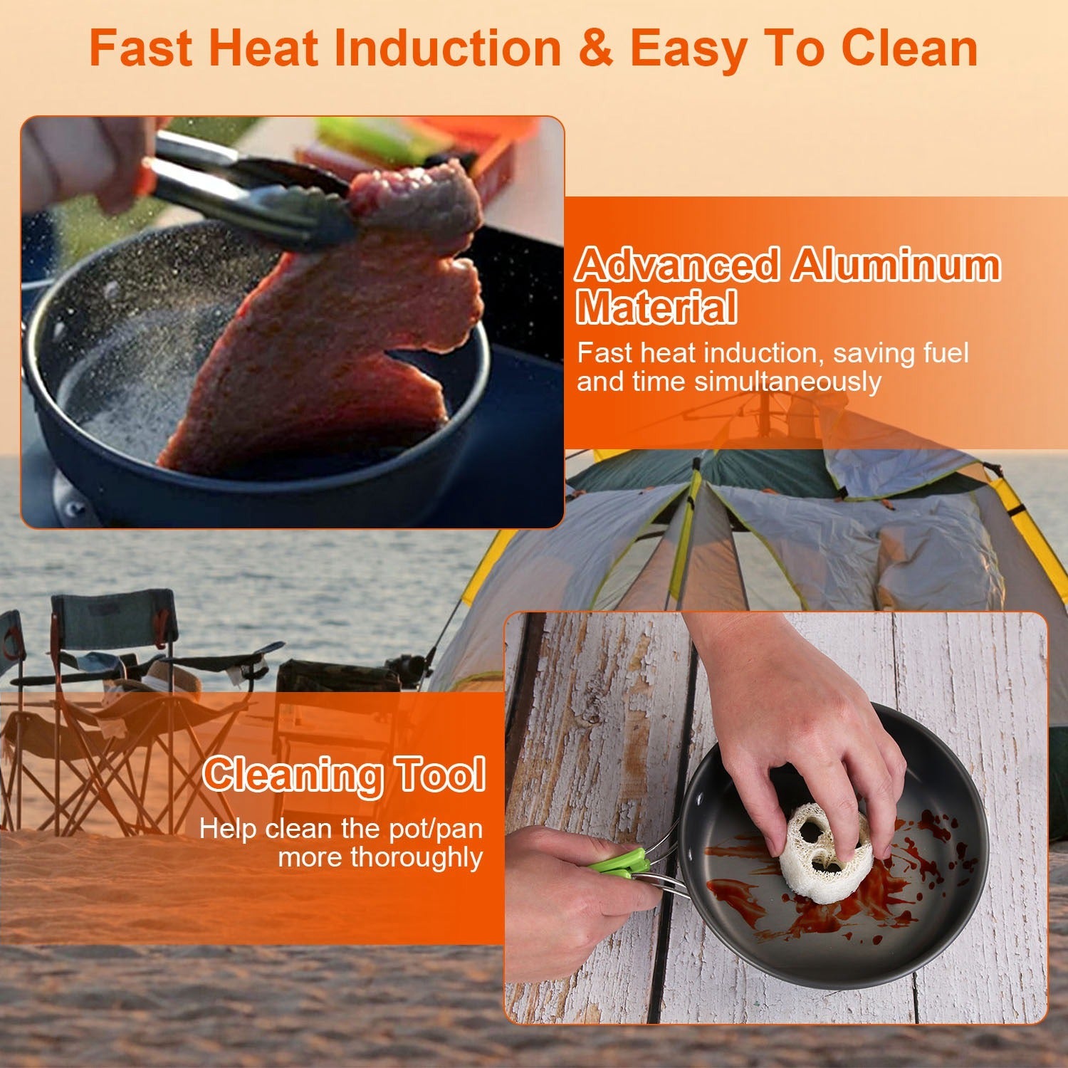 16Pcs Camping Cooking Ware Set - Pot Pan Kettle Cookware Kit for Hiking & Picnic