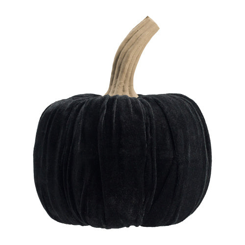 9.5" Black Velvet Pumpkin Large, For Holiday Halloween Decor