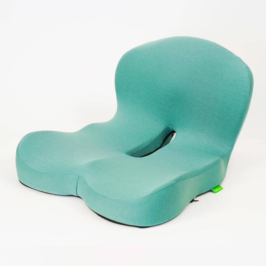 Coocosh Ergonomic Seat Cushion with breathable PE netting cover in teal, offering comfort and support for long hours of sitting. Dimensions fit standard seating, ideal for office or home use.