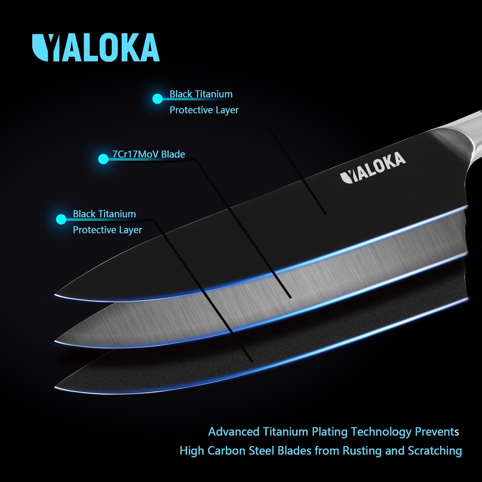 8 Inch Chef Knife Japanese Chef's Knife 7Cr17MoV High Carbon Steel Full Tang G10 Handle Black Titanium Coated Blade