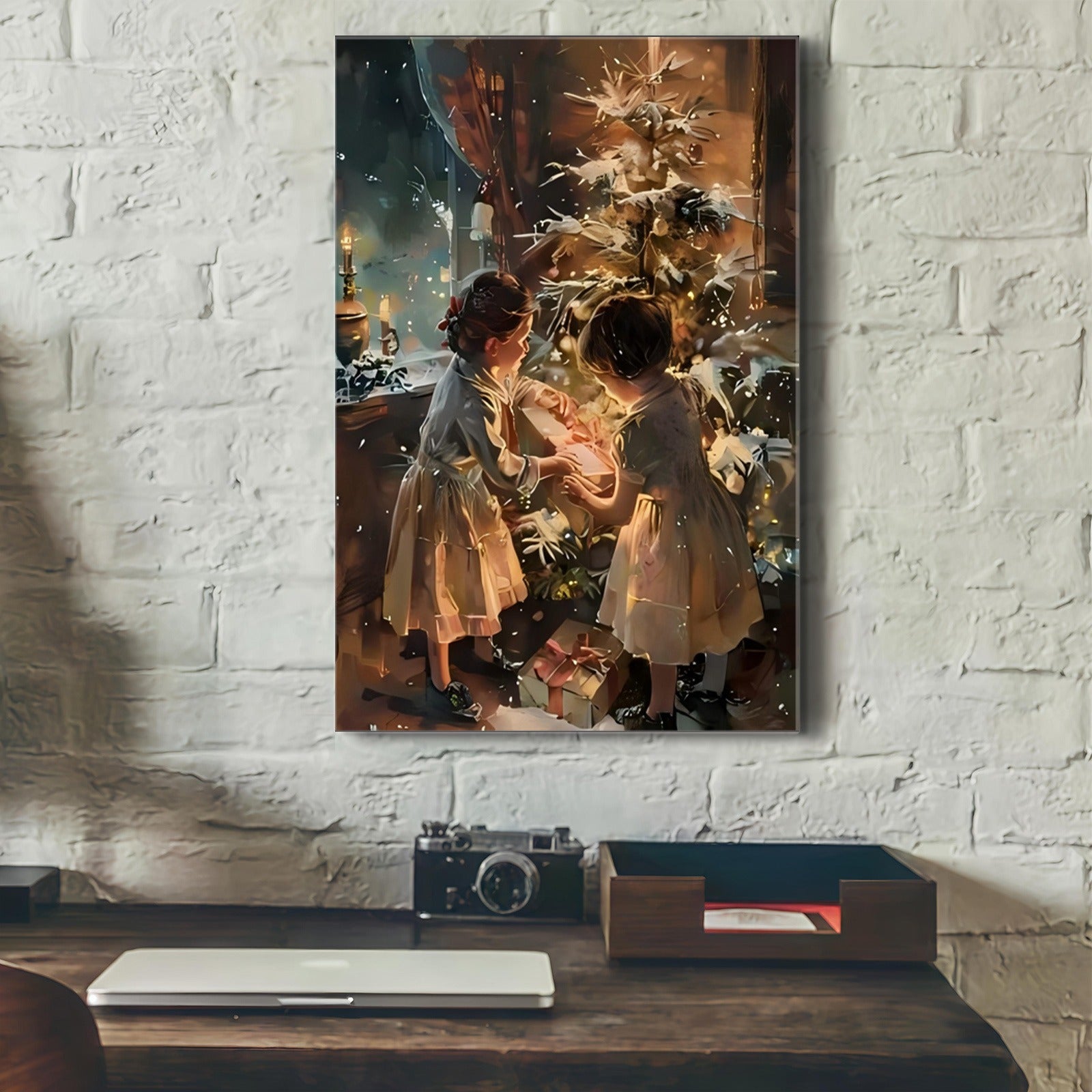 tjkp Wrapped Canvas Painting — Pine Frame Holiday Wall Decor (Multiple Sizes)