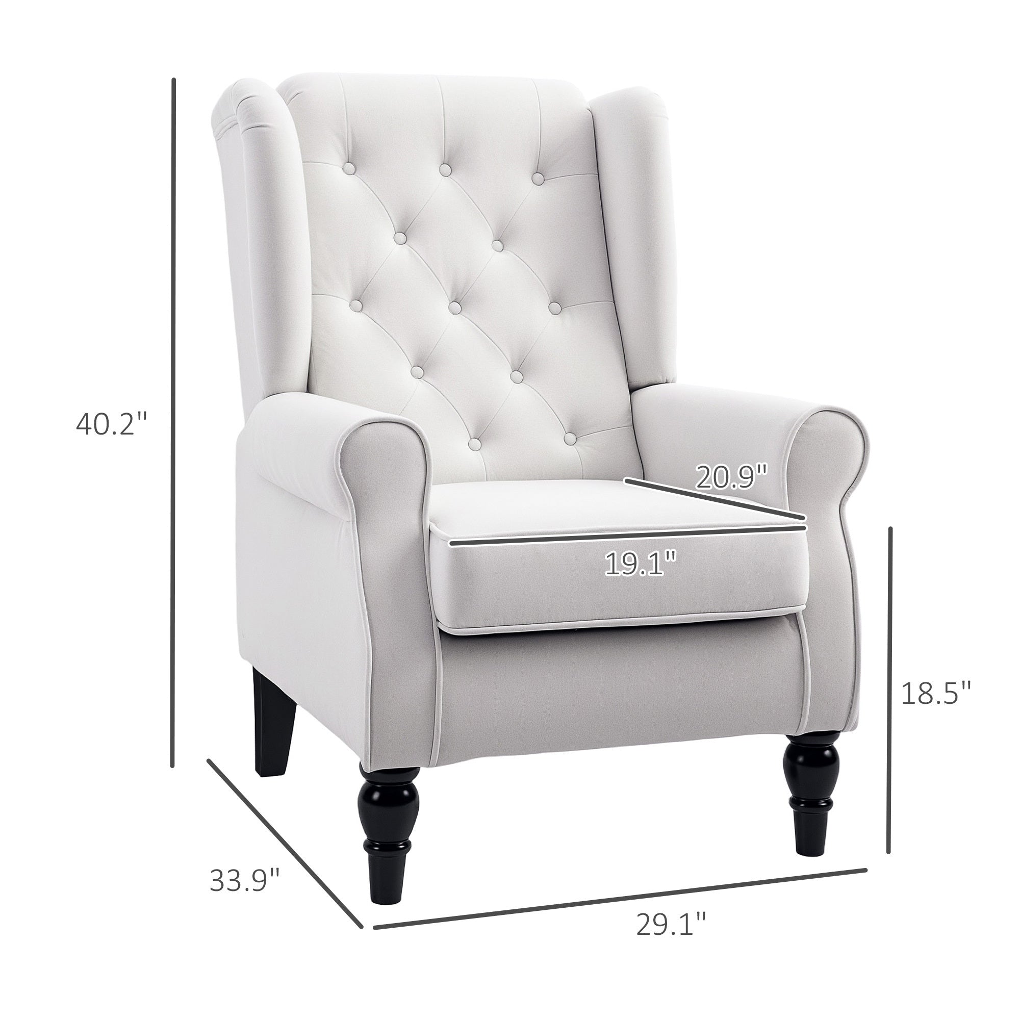 Cream White High Back Accent Chair Wooden Legs Removable Cushion - View 6