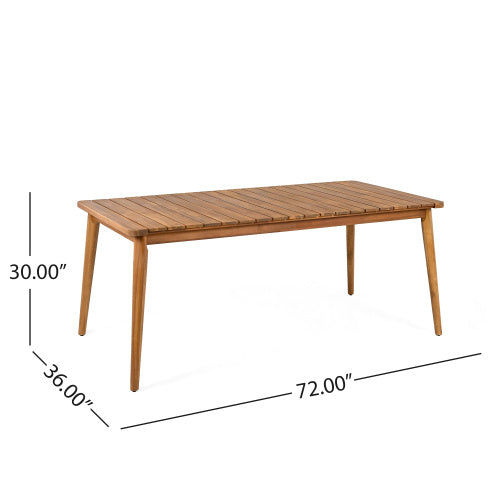 Acacia Wood Dining Table 8-Person Outdoor Table — 72" Teak Finish