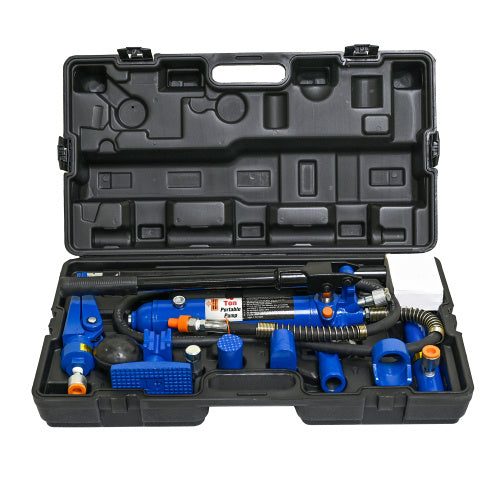 4 Ton (8800 lbs) Porta Power Hydraulic Ram Body & Frame Repair Kit, 17-Pc with Case - Black/Blue