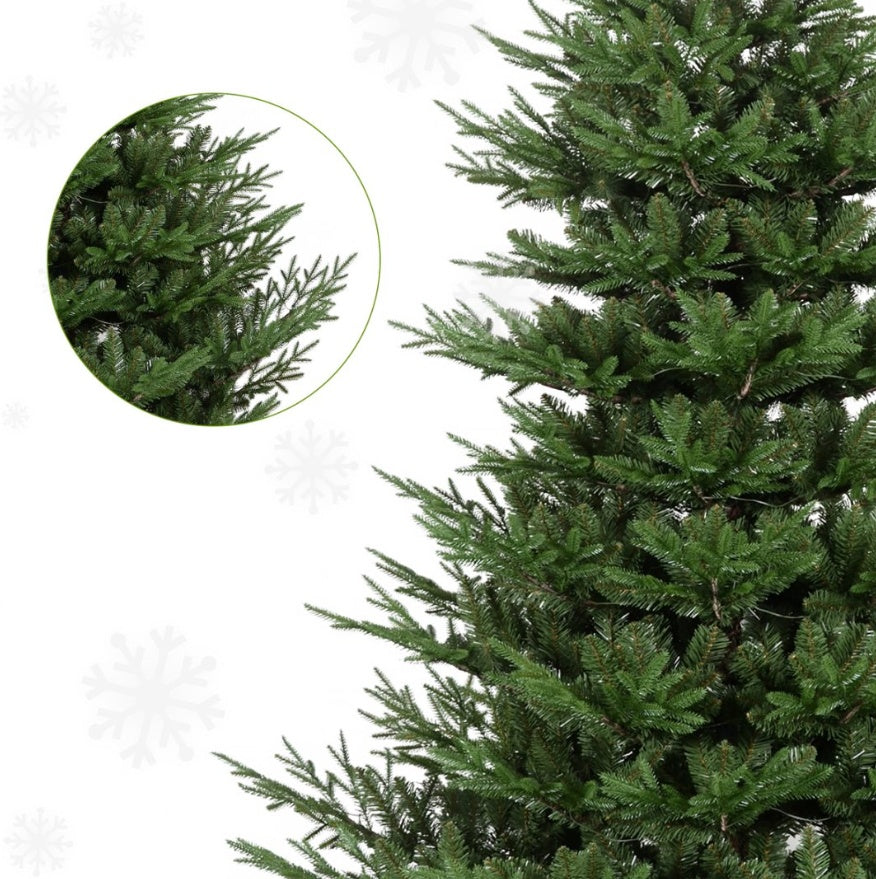 fulian 9ft PE/PVC Hybrid Artificial Christmas Tree - Green, Folding, Metal Base Included