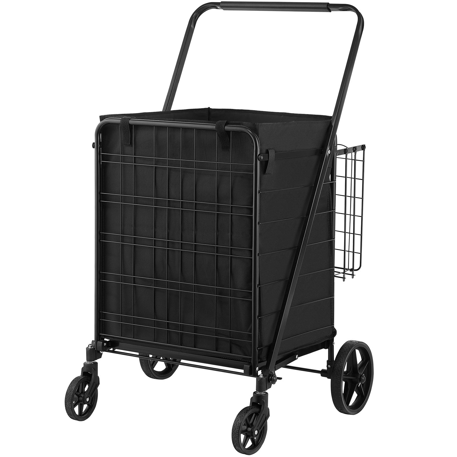 VEVOR Folding Shopping Cart With Removable Waterproof Liner, 330LBS Large Capacity Jumbo Grocery Cart
